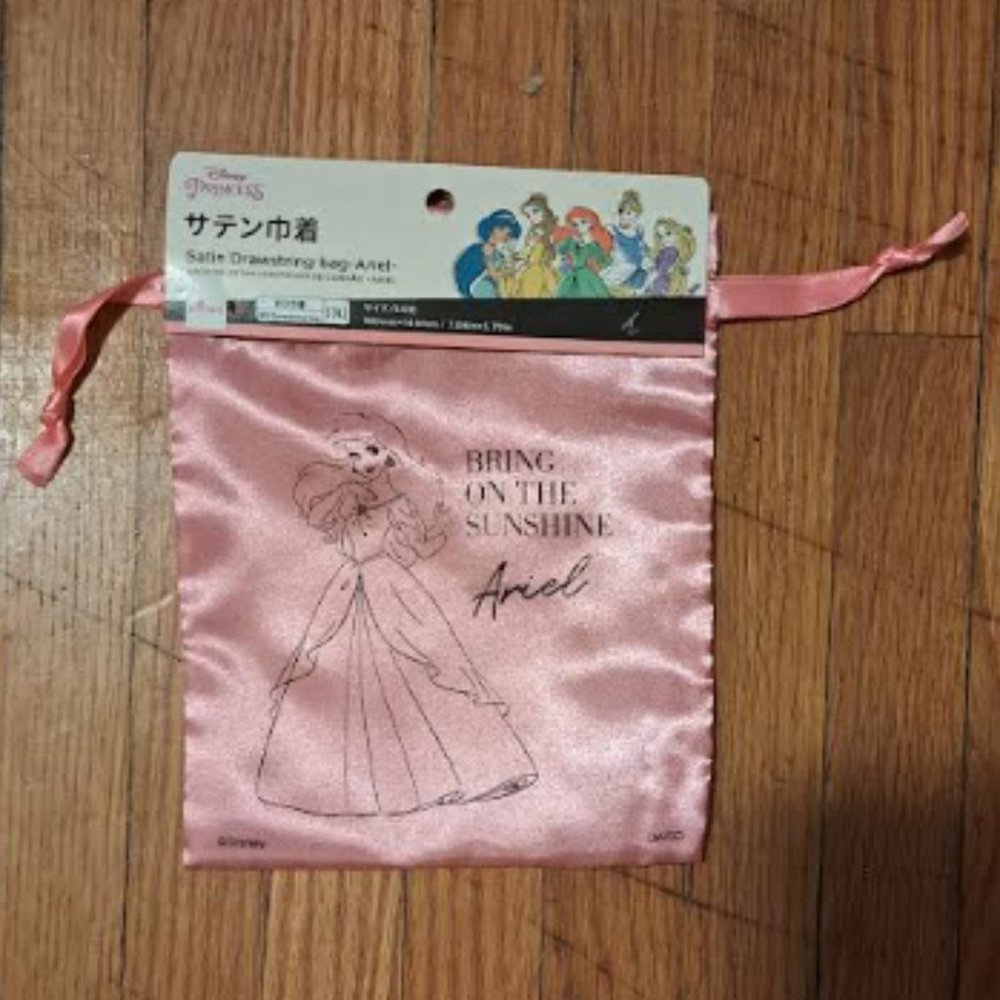 New With Tags Disney Japanese Ariel Satin Drawstring Bag